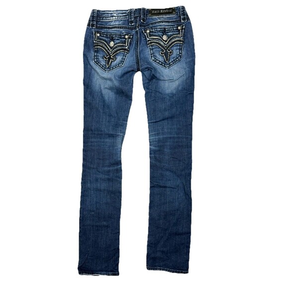Rock Revival Jeans 26 Y2K Straight Thick Stitch Flap Pocket Dark Wash Western - Picture 2 of 7